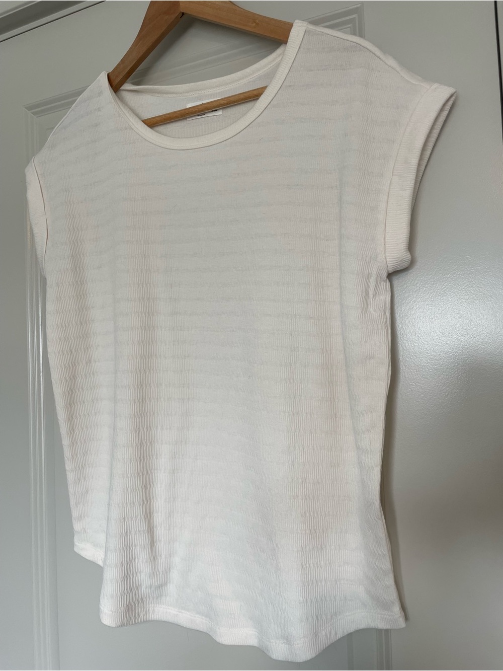 Women's Cream Short Sleeve Ribbed Tee